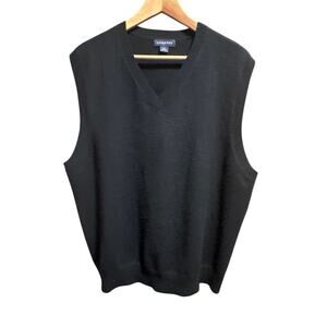 Lands End Cashmere Mens Vest Sx XL oversized Grandpacore Kaschmir Black EUC